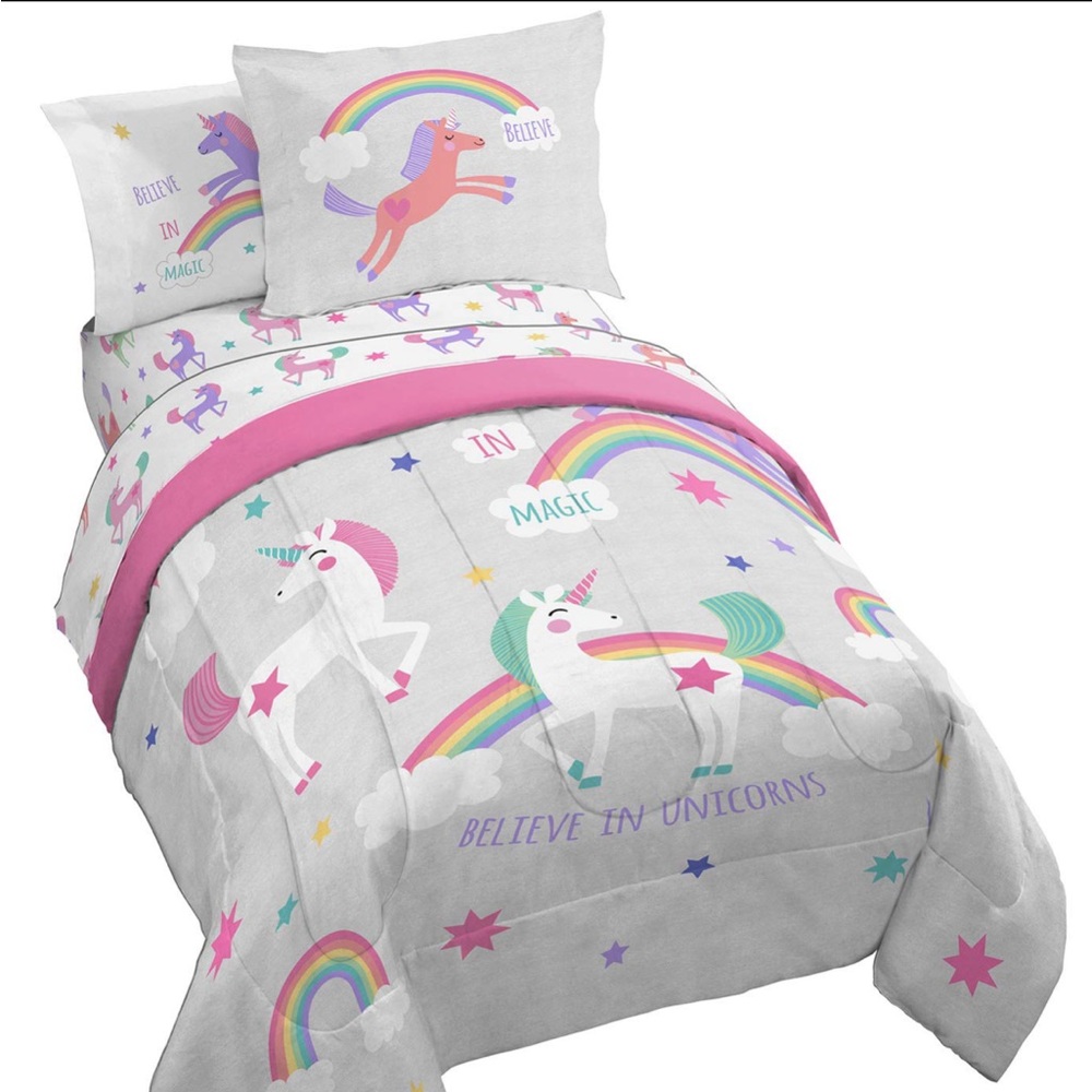 Jay Franco Unicorn Magic Twin Comforter Set - Pink and White NWT
